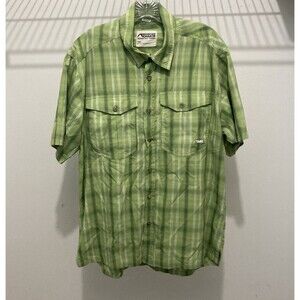 MOUNTAIN KHAKIS green white plaid short sleeve 2 pocket button up shirt L
